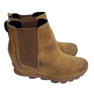SOREL Joan Of Arctic Tan Leather Wedge II Bootie | 7.5